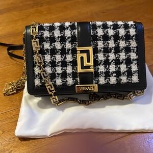 Versace Black and White Checkered Crossbody